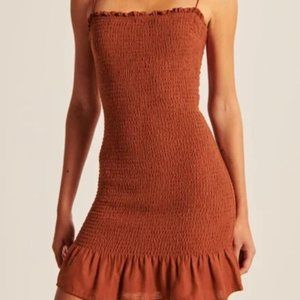 NWT Abercrombie Smocked Mini Dress Paprika Red - XS